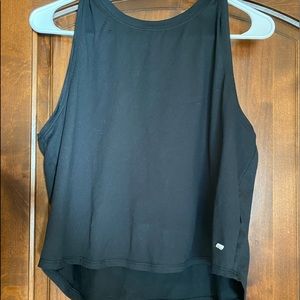 Plain black tank top with a slit in the back